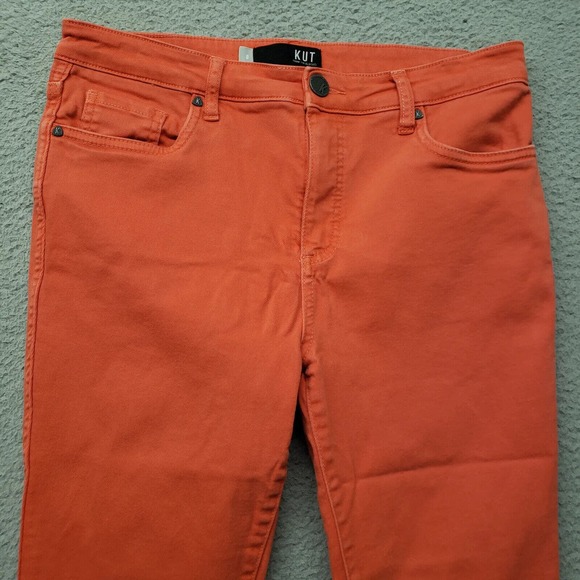KUT from the Kloth Pants Womens 8 Orange Skinny Raw Hem Casual Logo Pockets - Picture 2 of 16